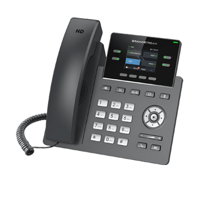 Grandstream GRP2612 voip desk phone — front view with handset and display