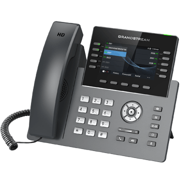 Grandstream GRP2615 voip desk phone — front view with handset and display