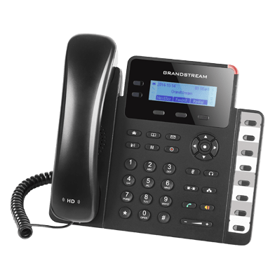Grandstream GXP1628 voip desk phone — front view with handset and display