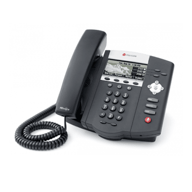 Polycom SoundPoint IP 450 VoIP phone — front view with handset and dialpad