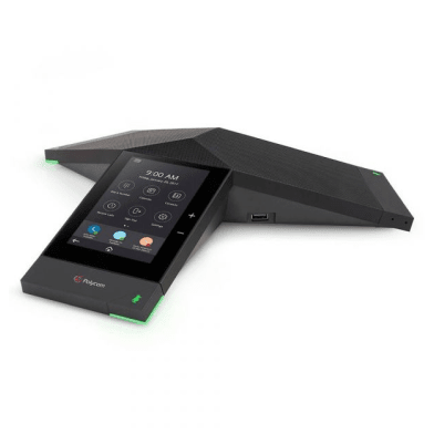Poly Trio 8500 VoIP phone — front view with handset and dialpad