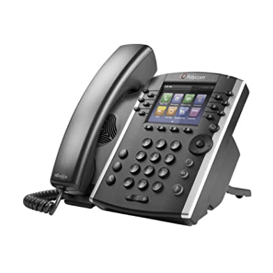 Poly VVX 401 VoIP desk phone — front view with handset and dialpad
