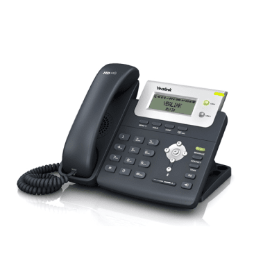 Yealink T20P voip desk phone — front view with handset and display