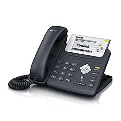 Yealink T22P voip desk phone — front view with handset and display