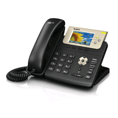 Yealink T32G voip desk phone — front view with handset and display