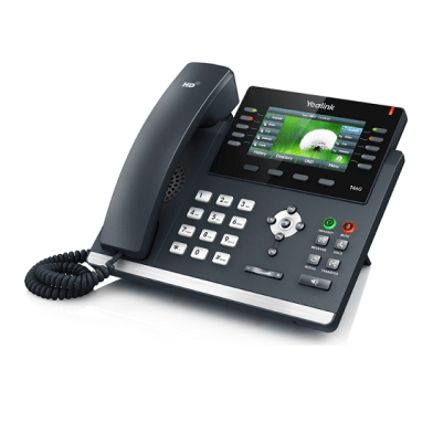 Yealink T48G voip desk phone — front view with handset and display